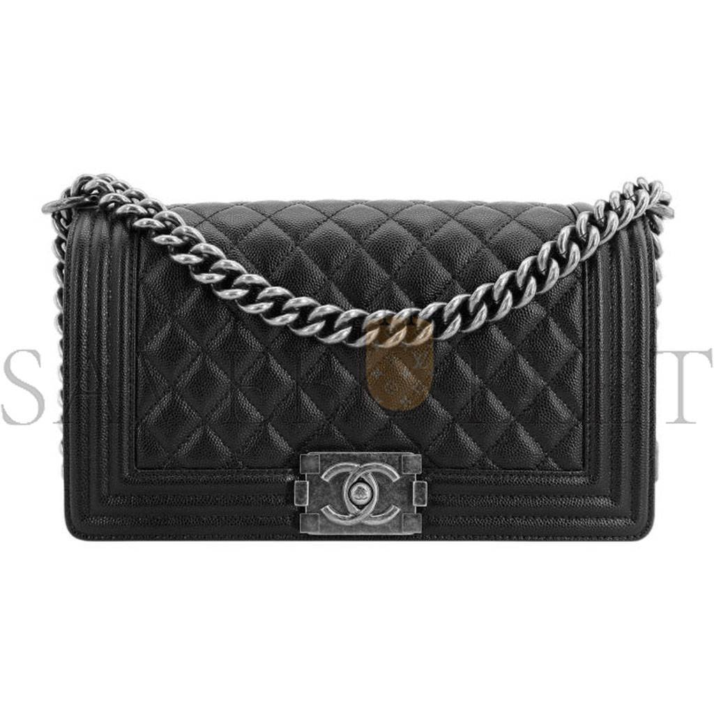CHANEL MASTER CAVIAR QUILTED MEDIUM BOY FLAP BLACK A67086 (25*15*9cm)
